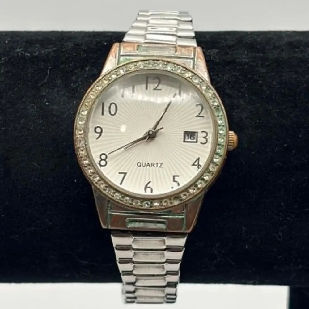 Silver Crystal Quartz Watch